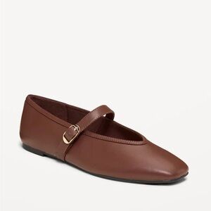 Burgundy Mary Jane Flats with Gold Hardware